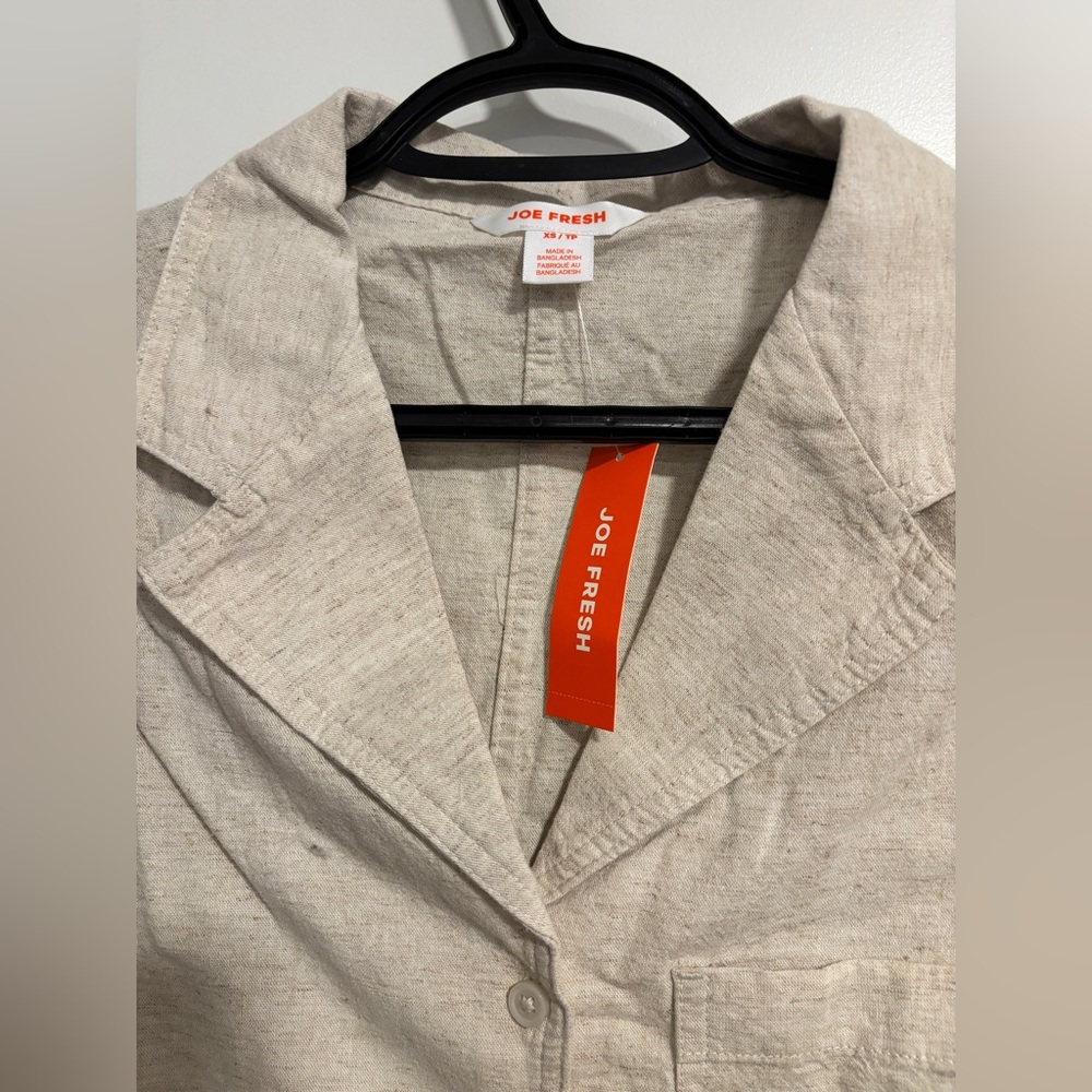 G-Joefresh Light Beige Linen-Blend Short Sleeve Shirt Dress - Picture 2 of 4